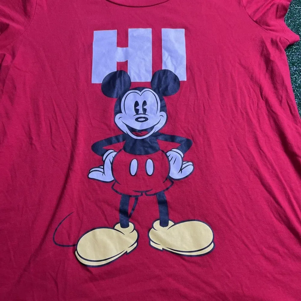 Mickey Mouse Disney Womens Hi Bye Double Sided Red Sleep Shirt Night Gown Sz XXL - Picture 2 of 5